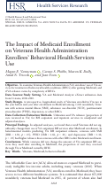Cover page: The Impact of Medicaid Enrollment on&nbsp;Veterans Health Administration Enrollees' Behavioral Health Services Use.