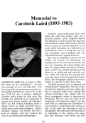 Cover page: Memorial to Carobeth Laird (1895-1983)