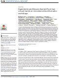 Cover page: Experiences and lessons learned from two virtual, hands-on microbiome bioinformatics workshops