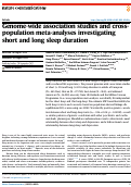 Cover page: Genome-wide association studies and cross-population meta-analyses investigating short and long sleep duration.