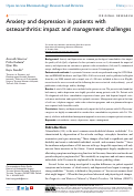 Cover page: Anxiety and depression in patients with osteoarthritis: impact and management challenges