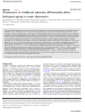 Cover page: Dimensions of childhood adversity differentially affect biological aging in major depression