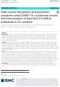 Cover page of Daily routine disruptions and psychiatric symptoms amid COVID-19: a systematic review and meta-analysis of data from 0.9 million individuals in 32 countries.