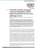 Cover page: The F220C and F45L rhodopsin mutations identified in retinitis pigmentosa patients do not cause pathology in mice
