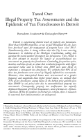 Cover page: Taxed Out: Illegal Property Tax Assessments and the Epidemic of Tax Foreclosures in Detroit