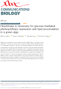 Cover page: Hexokinase is necessary for glucose-mediated photosynthesis repression and lipid accumulation in a green alga