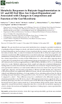 Cover page: Metabolic Responses to Butyrate Supplementation in LF- and HF-Fed Mice Are Cohort-Dependent and Associated with Changes in Composition and Function of the Gut Microbiota