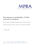 Cover page: Determinants of profitability of Polish rural micro-enterprises