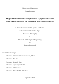 Cover page: High-Dimensional Polynomial Approximation with Applications in Imaging and Recognition