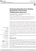 Cover page: Predicting Empathy From Resting State Brain Connectivity: A Multivariate Approach