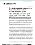 Cover page: Proton beam quality enhancement by spectral phase control of a PW-class laser system.