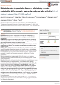 Cover page: Metabolomics in psoriatic disease: pilot study reveals metabolite differences in psoriasis and psoriatic arthritis