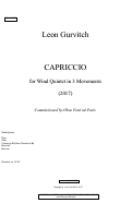 Cover page: Capriccio for Wind Quintet in 3 Movements