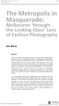 Cover page: The Metropolis in Masquerade: Melbourne ‘through the Looking-Glass’ Lens of Fashion Photography