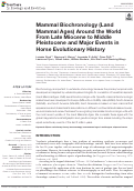 Cover page: Mammal Biochronology (Land Mammal Ages) Around the World From Late Miocene to Middle Pleistocene and Major Events in Horse Evolutionary History