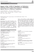 Cover page: Impact of the COVID-19 Pandemic on Utilization Patterns of Facet Joint Interventions in Managing Spinal Pain in a Medicare Population.