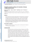 Cover page: Navigating regulatory pathways for translation of biologic cartilage repair products