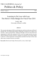 Cover page: Learning to Do Less with Less: The Hawai'i State Budget for Fiscal Year 2011