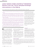 Cover page: Lower Sodium Intake and Risk of Headaches: Results From the Trial of Nonpharmacologic Interventions in the Elderly.