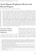 Cover page: Acute Hepatic Porphyrias: Review and Recent Progress