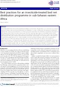 Cover page: Best practices for an insecticide-treated bed net distribution programme in sub-Saharan eastern Africa