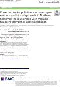 Cover page: Correction to: Air pollution, methane super-emitters, and oil and gas wells in Northern California: the relationship with migraine headache prevalence and exacerbation