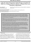 Cover page: Using the Natural Experiment Study Design to Evaluate the Effect of a Change in Doctor’s Roster on Patient Flow in an Emergency Department