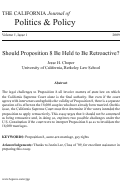 Cover page: Should Proposition 8 Be Held to be Retroactive?