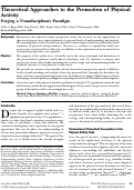 Cover page: Theoretical approaches to the promotion of physical activity: Forging a transdisciplinary paradigm