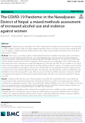Cover page: The COVID-19 Pandemic in the Nawalparasi District of Nepal: a mixed methods assessment of increased alcohol use and violence against women