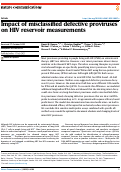 Cover page: Impact of misclassified defective proviruses on HIV reservoir measurements.