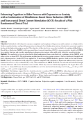 Cover page: Enhancing Cognition in Older Persons with Depression or Anxiety with a Combination of Mindfulness-Based Stress Reduction (MBSR) and Transcranial Direct Current Stimulation (tDCS): Results of a Pilot Randomized Clinical Trial.