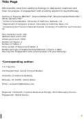 Cover page: Who Benefits Most from Adding Technology to Depression Treatment and How? An Analysis of Engagement with a Texting Adjunct for Psychotherapy