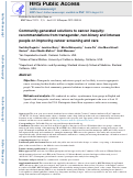 Cover page: Community-generated solutions to cancer inequity: recommendations from transgender, non-binary and intersex people on improving cancer screening and care.