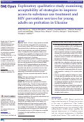 Cover page: Exploratory qualitative study examining acceptability of strategies to improve access to substance use treatment and HIV prevention services for young adults on probation in Ukraine.