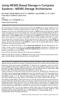 Cover page: Using MEMS-based storage in computer systems---MEMS storage architectures