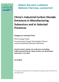 Cover page: China's Industrial Carbon Dioxide Emissions in Manufacturing Subsectors and in Selected Provinces