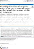 Cover page: Proceedings of the Second Curing Coma Campaign NIH Symposium: Challenging the Future of Research for Coma and Disorders of Consciousness.