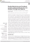 Cover page: Reality Monitoring and Feedback Control of Speech Production Are Related Through Self-Agency