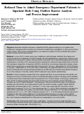 Cover page: Reduced Time to Admit Emergency Department Patients to Inpatient Beds Using Outflow Barrier Analysis and Process Improvement