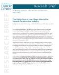 Cover page: The Public Cost of Low-Wage Jobs in the Nevada Construction Industry