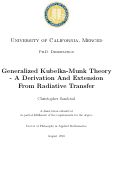 Cover page: Generalized Kubelka-Munk theory - A derivation and extension from radiative transfer