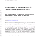Cover page: Measurement of the small-scale 3D Lyman-α forest power spectrum