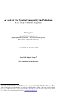Cover page: A look at the Spatial Inequality in Pakistan:Case study of District Sargodha