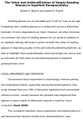 Cover page: The Value and Underutilization of Simple Reading Glasses in Geropsychiatry Inpatient Settings