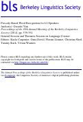 Cover page: Prosody-based Word Recognition for L2 Speakers