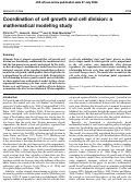 Cover page: Coordination of cell growth and cell division: a mathematical modeling study