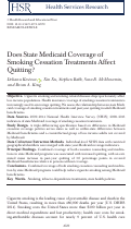 Cover page: Does State Medicaid Coverage of Smoking Cessation Treatments Affect Quitting?