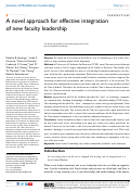 Cover page: A novel approach for effective integration of new faculty leadership.