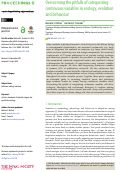 Cover page: Overcoming the pitfalls of categorizing continuous variables in ecology, evolution and behaviour.